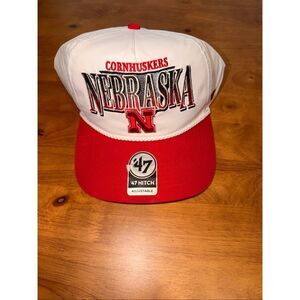 Nebraska Cornhuskers Red White Hat Strapback Throwback Golfing Cord 47